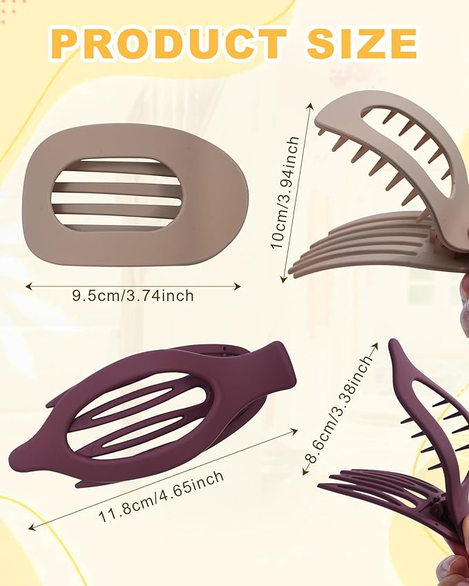 6 PCS French Flat Hair Clips for Women 2 Styles Large Matte Flat Claw Clips Strong Hold No-Slip French Hair Barrettes for Thick Thin Hair(Multicolor 7)