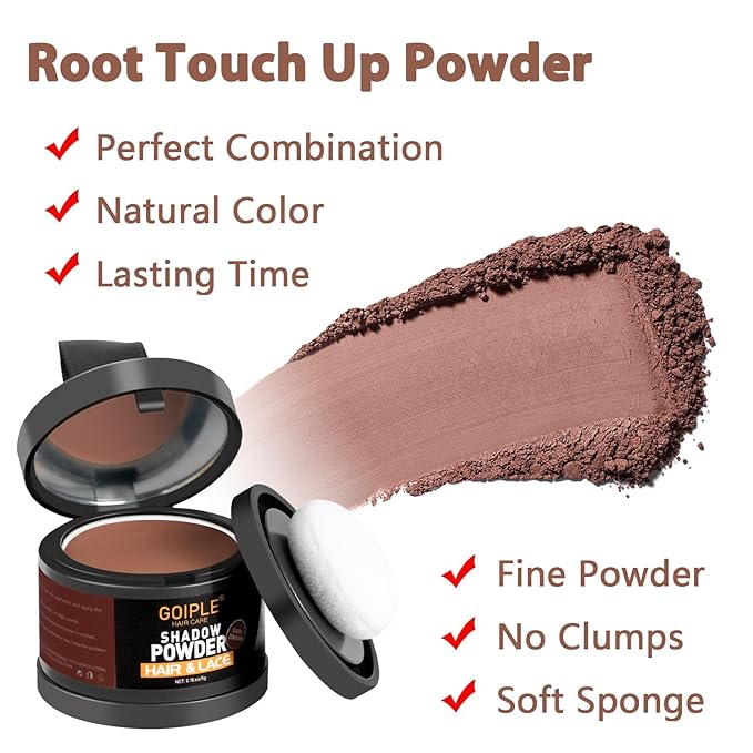 Root Cover Up Powder for Women - 3Pcs Dark Brown Hairline Powder for Bald Spots, Eyebrows, Beard Line, Light-Blonde Hair Fibers for Thinning Hair Shadow Powder