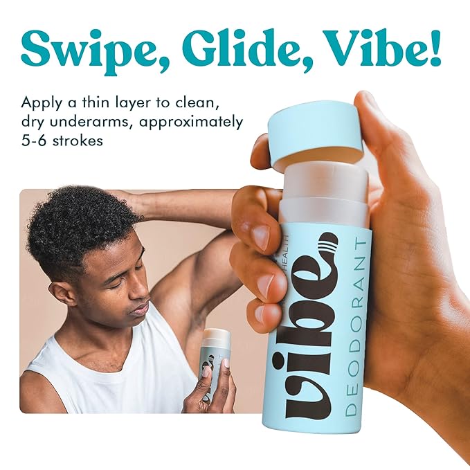 Vibe Aluminum Free Natural Deodorant for Women and Men - Long Lasting Odor Control with Organic Coconut Oil and Beeswax for Sensitive Skin, No Baking Soda or Parabens, Plastic Free (Jasmine)