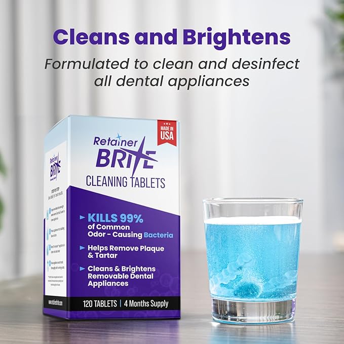 Retainer Brite Retainer Cleaner Tablets for Ultrasonic Cleaners, Used for Cleaning Invisalign, Mouth Guard, Night Guard and More, 4 Month Supply, Made in USA,120 Tablets