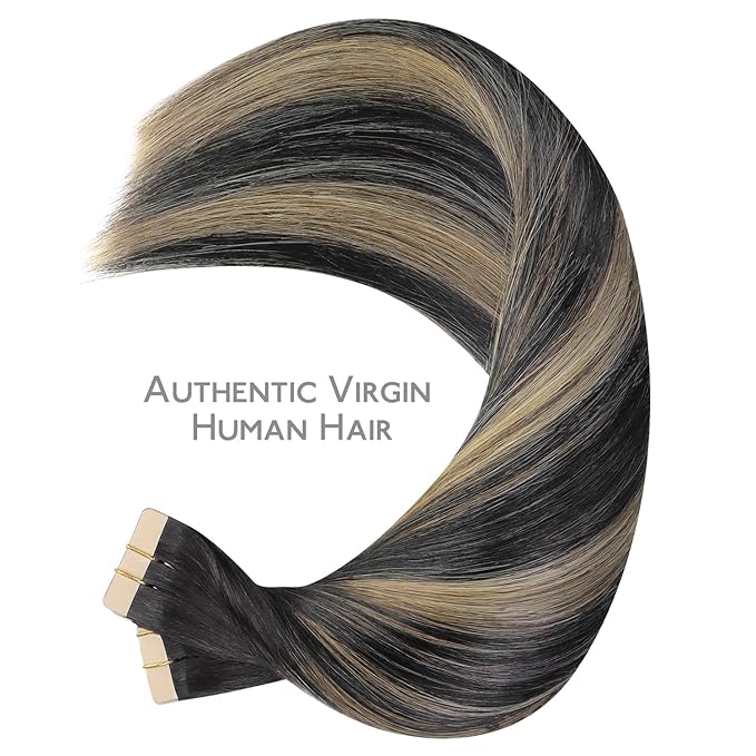 WENNALIFE Tape in Hair Extensions Human Hair, 40pcs 100g 14 inch Balayage Natural Black to Light Blonde Hair Extensions Real Human Hair Straight Tape in Extensions Invisible Human Hair Extensions