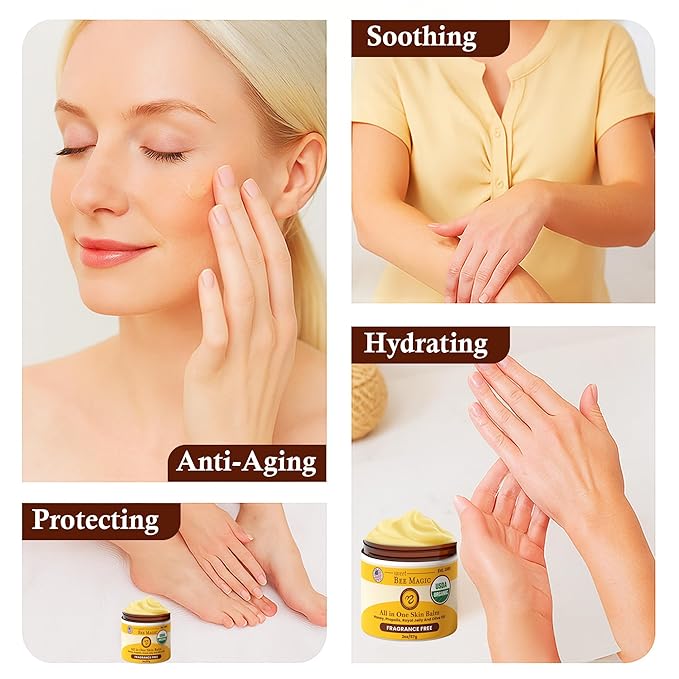 Sweet Bee Naturals - Sweet Bee Magic, All In One Healing Organic Balm. Organic Skin Aid, Small Batch Crafted in USA, Certified Organic, All Natural Skin Aid- 2 Ounce Jar