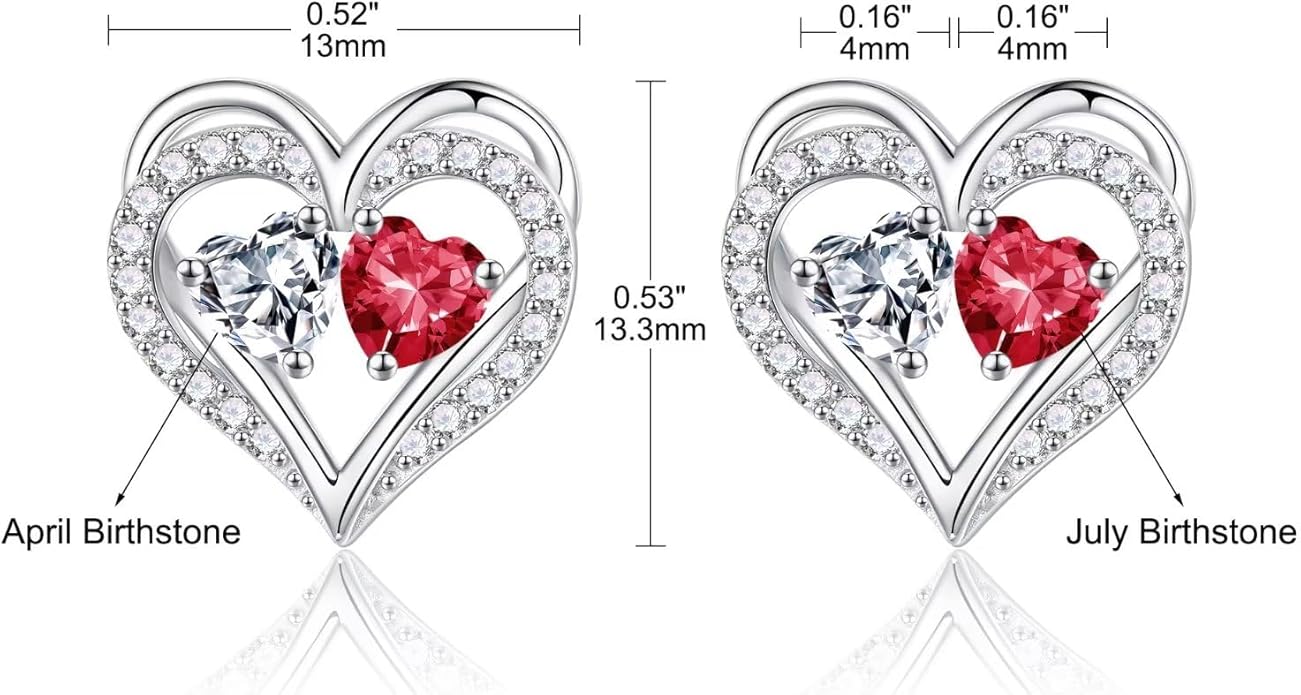 Iefil Christmas Gifts for Women Wife - 925 Sterling Silver Birthstone Earrings, Anniversary Birthday Gifts for Women Wife Girlfriend Mom