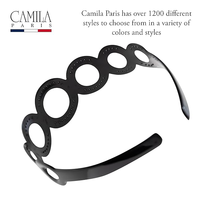 Camila Paris CP3296 French Headband for Women, Strong Hold Grip Women's Hair Band, Very Flexible, No Slip and Durable Styling Girls Hair Accessories, Made in France with Cellulose