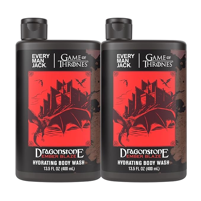 Every Man Jack Game of Thrones Collectors Body Wash - Dragonstone - Ember Blaze Scent - 13.5 oz (Pack of 2)