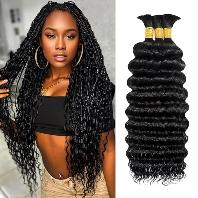 Human Braiding Hair 613 Blonde 22 22 22 Inch 150g Deep Wave Bulk No Weft Bundles Hair Extensions for Boho Knotless Wet and Wavy Braids
