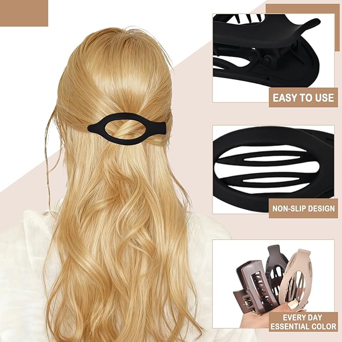 6 PCS Flat Hair Clips for Women Girls，French Flat Claw Clips & Cloud Claw Clips，Large Non-Slip Strong Hold Styling Barrettes Accessories for Thick & Thin Hair，Perfect for Everyday Use-Leopard5