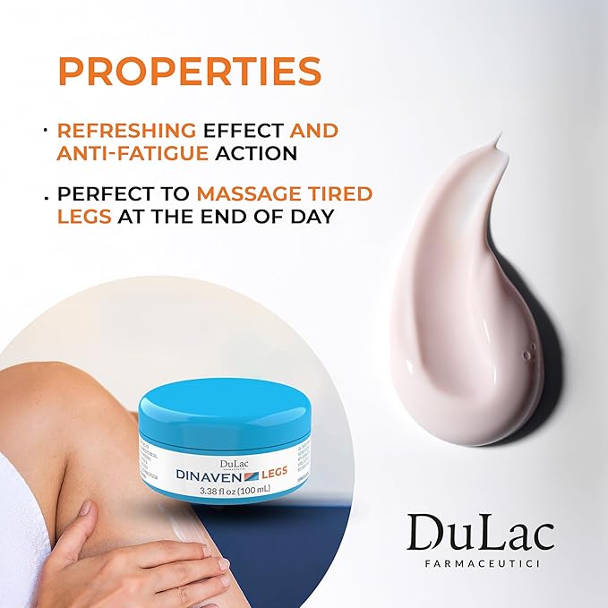 DULÀC FARMACEUTICI 1982 Dulac Dinaven Legs Cooling Cosmetic Gel With Natural Botanical Elements Lightweight Daily Leg Care Fast Absorbing Body Formula 3.38 Fl Oz
