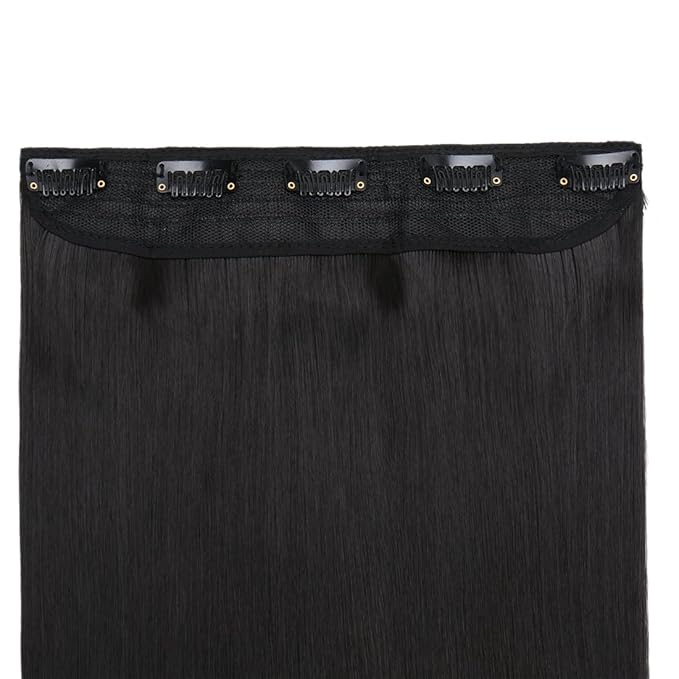 S-noilite Trendy 24"/26" Straight Curly 3/4 Full Head One Piece 5clips Clip in Hair Extensions Long Poplar Style for Xmas Gifts (26" - Straight, Solid black)