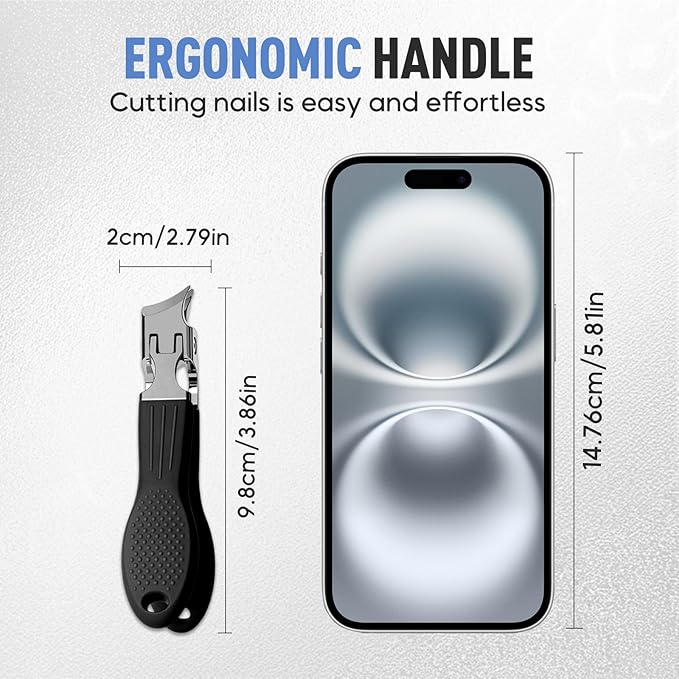 Wide Jaw Opening Anti-Splash Slanted Nail Clipper, Fingernail and Toenail Clippers Clippers for Ingrown Nails, Curved Toenail Clippers for Thick Nails, Household Slanted Nail Clippers (Black)