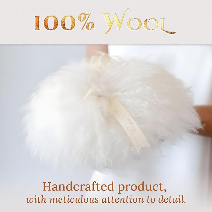 Shelley Kyle Classic Powder Puff, Handmade, Lambs Wool Dusting Powder Puff, 1 Count