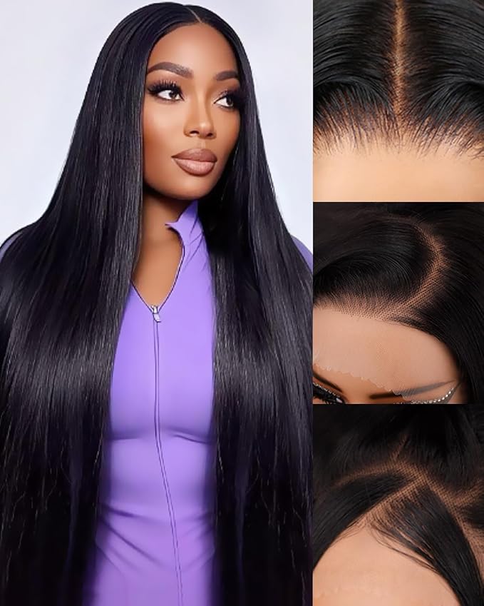 Straight Wigs Human Hair 13x6 Lace Front Wigs Human Hair Pre Plucked 200 Density HD Lace Frontal Wigs Human Hair for Women Glueless Wigs Human Hair Natural Black 28 Inch