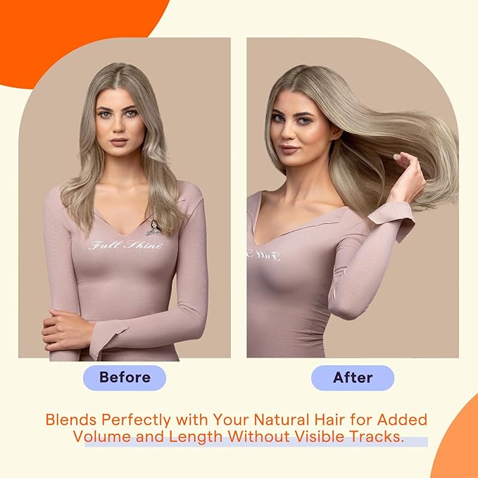 Full Shine Tape in Hair Extensions Human Hair 18 Inch Color 19/8/60 Brown and Blonde Seamless Double Sided Remy Tape Ins Human Hair Extensions 50g Invisible Extensions for Women Real Hair 20PCS