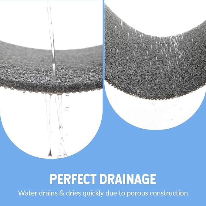 Non Slip Bathtub Mat, Anti Slip Shower Mat, Quick Drying Bath Tub Mats, Foot Scrubber Mat, Anti Slip Mat for Tub, Floor, Bathroom, Home, Kitchen, Hotel (Grey 32"x17")
