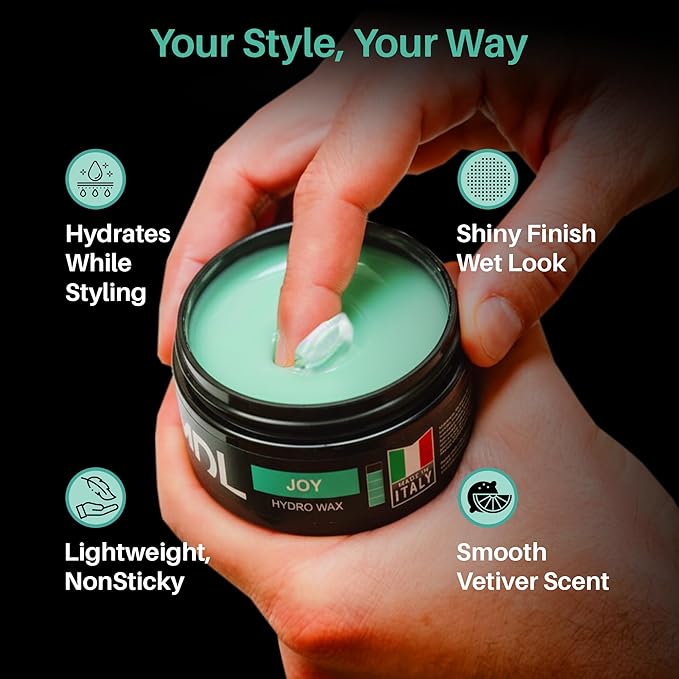 Hydro Hair Wax for Men, Water-Based Hair Wax Stick for Strong Hold and Wet Look Finish, Alternative to Gel Pomade, Alcohol Free Hair Care Product with Shiny Finish, Made in Italy, 100 ml