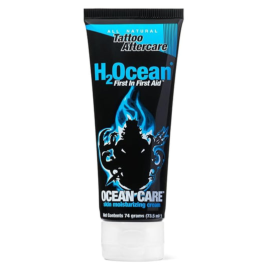 H2Ocean Ocean Care Tattoo Aftercare Lotion – Fragrance & Dye Free Tattoo Moisturizing Cream – Water-Based Vegan Skin Care for New & Old Tattoos – Heals, Revitalizes & Hydrates Tattooed Skin, 2.5oz