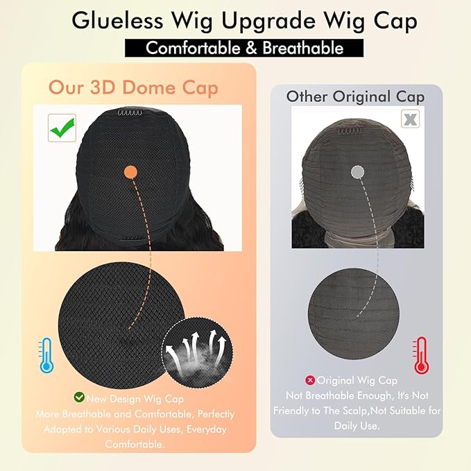 250% Density Glueless Wigs Human Hair Pre Plucked Pre Cut 7x6 HD Lace Closure Wigs Human Hair Body Wave Lace Front Wigs Human Hair for Women Drawstring Glueless Wigs for Beginners 30 inch