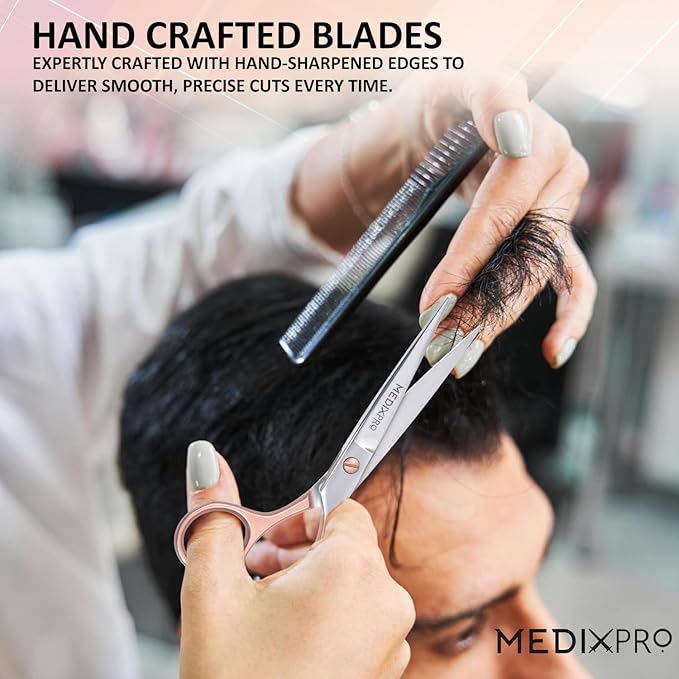 Professional Hair Cutting Scissors 6.5 Inch Japanese Stainless Steel Barber Scissors for Men & Women Ultra Sharp Convex Blades, Ergonomic Handle Salon Grade Hair Shears for Home & Barbers