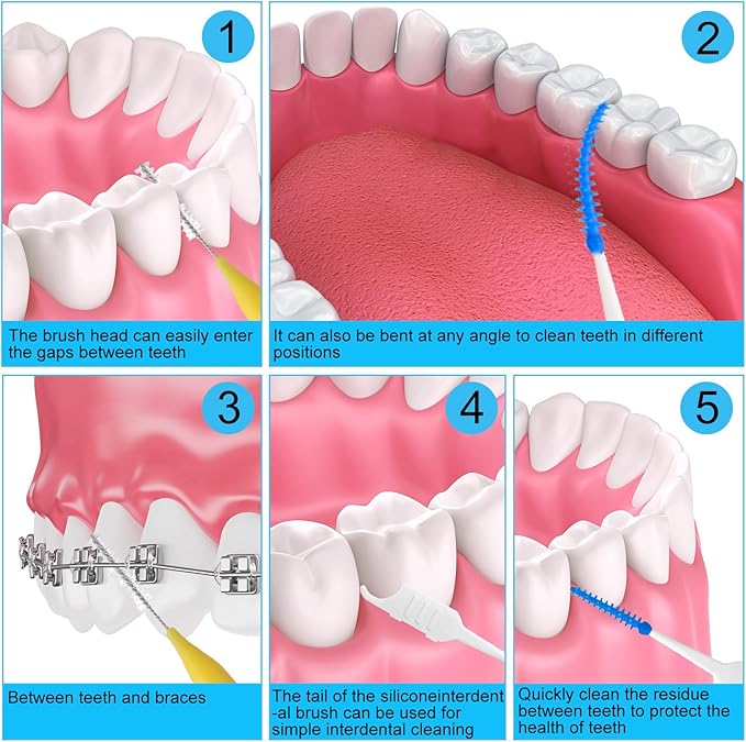 255 Pieces Braces Flossers for Braces, Interdental Brush Soft Dental Floss Picks Braces Cleaning Kit Toothpick Dental Brush Braces Teeth Flossers Brushes for Tooth Cleaner(Multiple Sizes)