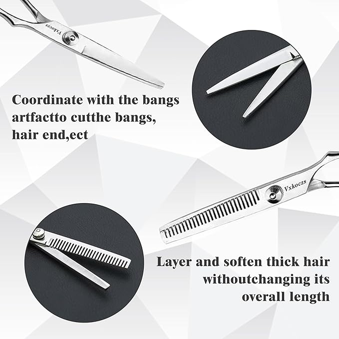 Hair Thinning Scissors Set - 3 PCS Haircutting Scissors,Includes Barber Scissors & Thinning Shears, Ergonomic Blades for Precision Cutting, Suitable for Men, Women, Children & Pets