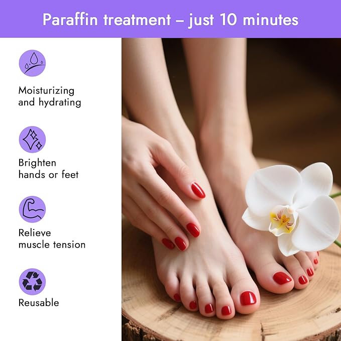 Paraffin Hand Mask & Paraffin Foot Mask, 1Pair Each, Moisturizing Gloves Soften Your Hands and feet in 10-Minute Hydration Softening (Purple)