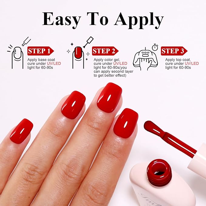 Imtiti 10ML Apple Red Gel Polish Soak Off LED UV Nail Gel DIY at Home Salon Art Gift for Women Girls 1PCS
