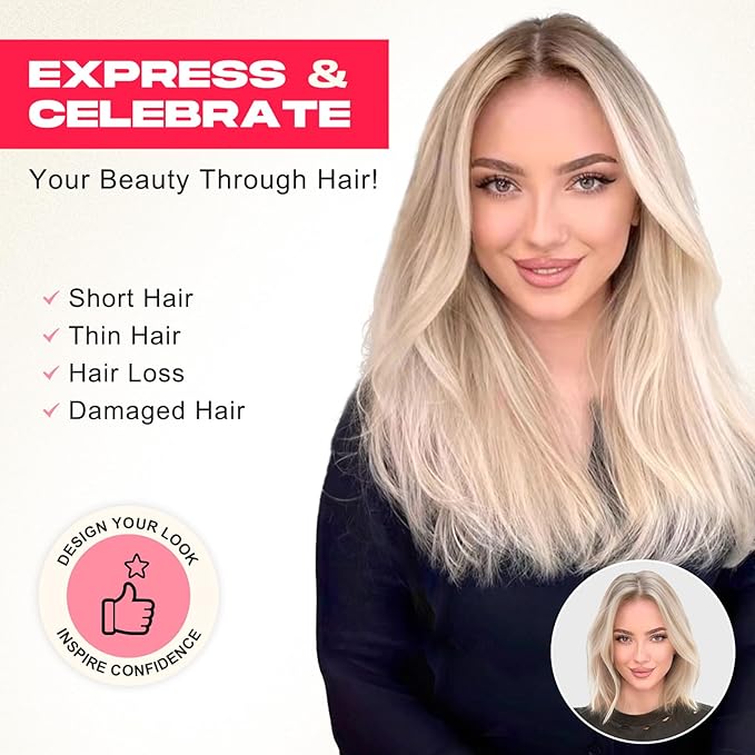 Hair Extensions, 14" Short Clip in Hair Extensions 4PCS Straight Natural Soft Synthetic Hairpiece for Women - Dark Brown with Highlights