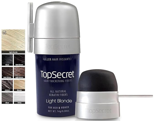 Top Secret Hair Thickening Building Fibers Applicator Included - Undetectable & Natural Hair Filler for Men & Women - Instantly Fill In Thinning Hair - Weather & Sweat Resistant (Light Blonde, Medium)