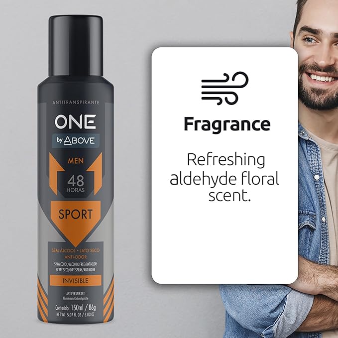 ABOVE 48 Hours One Antiperspirant Deodorant, Sport, 3.03 oz - Dry Spray Deodorant for Men - Antiperspirant Spray - No Stain - Cruelty-Free