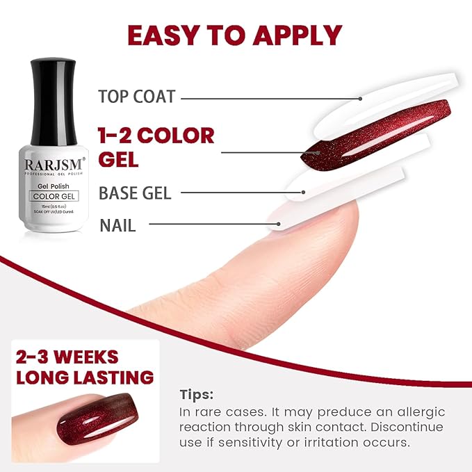 RARJSM Chameleon Gel Nail Polish Black to Red Multichrome Chameleon Color Changing Glitter Chrome GelPolish Curing Requires Sparkle Shimmer Nail Gel Varnish Soak Off DIY at Home Salon 15ml