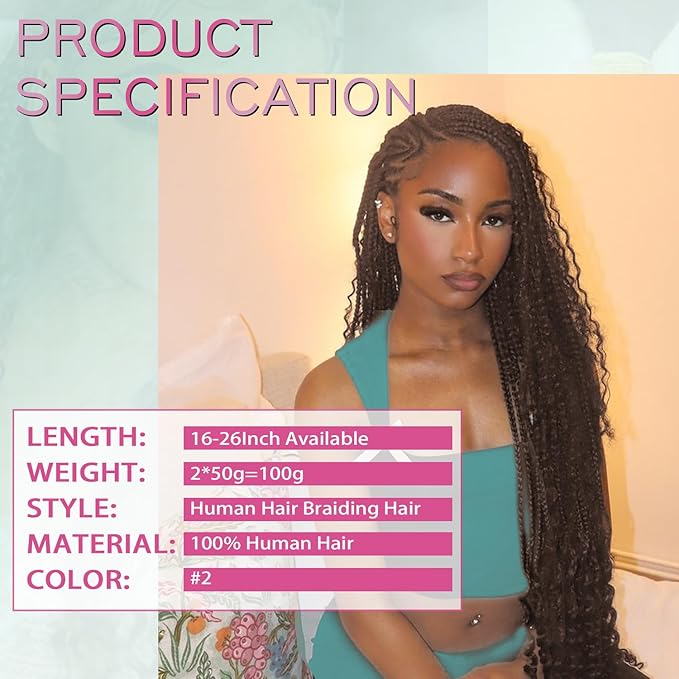 24 Inch Human Braiding Hair 100g Deep Wave Bulk Human Hair for Braiding Brazilian Virgin Human Hair Bundles Wet and Wavy Bundles No Weft Curly Human Hair Extensions for Boho Braids #2