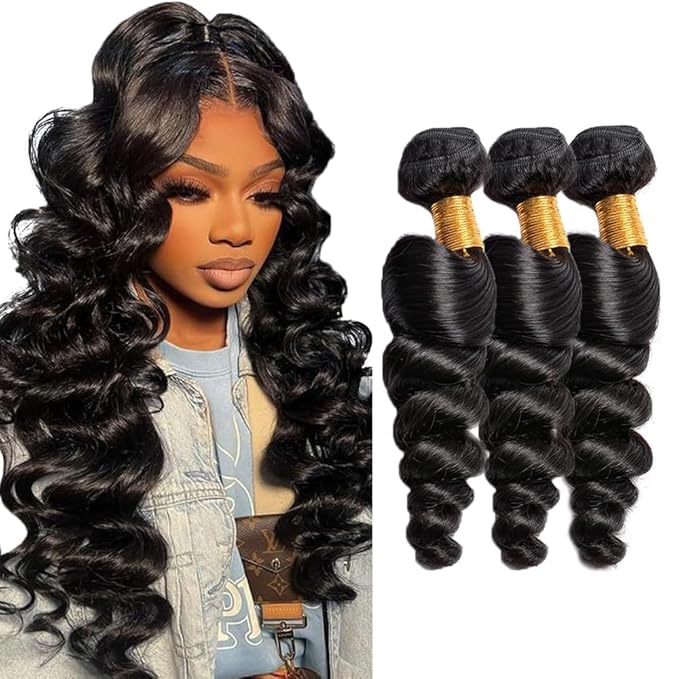 Human Hair Bundles Loose Wave Bundles Human Hair22 24 26 inch Loose Deep Wave Bundle Natural Black Color 300g