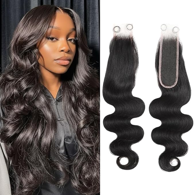 2x6 HD Lace Closure Body Wave Transparent Hd Lace Closure Human Hair 0.10Mm Ultra-Thin 2X6 HD Lace 14Inch 100% Brazilian Virgin Middle Part Pre Plucked With Baby Hair Natural Color