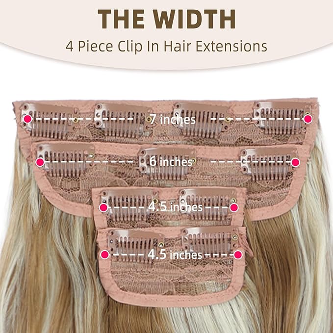 Vigorous Clip in Hair Extensions 4Pcs Blonde mix Platinum Blonde Hair Extensions Clip Ins 20Inch Natural Soft Synthetic Hairpieces for Women