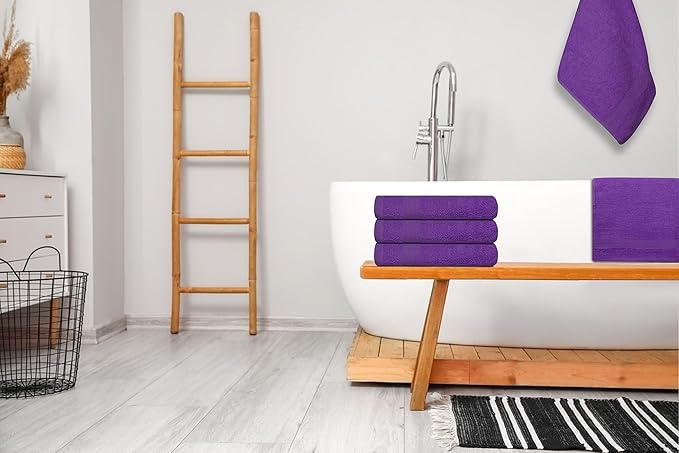 Premium Hand Towels Pack of 6 (16" x 30”) 100% Combed Ring Spun Cotton | Highly Absorbent Hand Towels Set | Ultra Soft for Home, Gym & Spa (Purple)