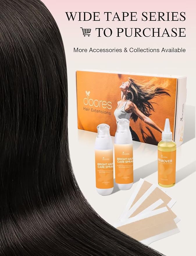 DOORES Invisi Edge Wide Tape in Hair Extensions Human Hair, Dark Brown 4PCS Injection Tape ins 20g 18 Inch, Virgin Human 3 Inch Wide Injected Extensions Invisible Straight for Women