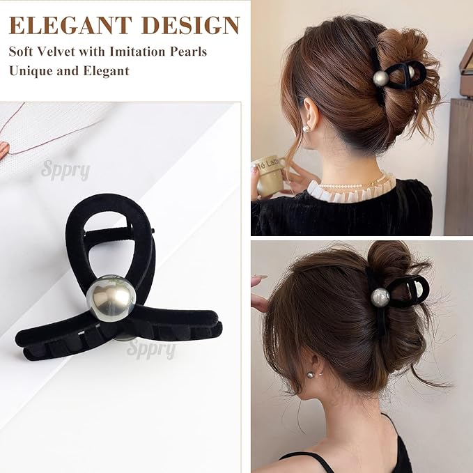 Classic Assorted Hair Claw Clips for Women Thick/Thin Hair, Set of 5, Brown & Black (02)