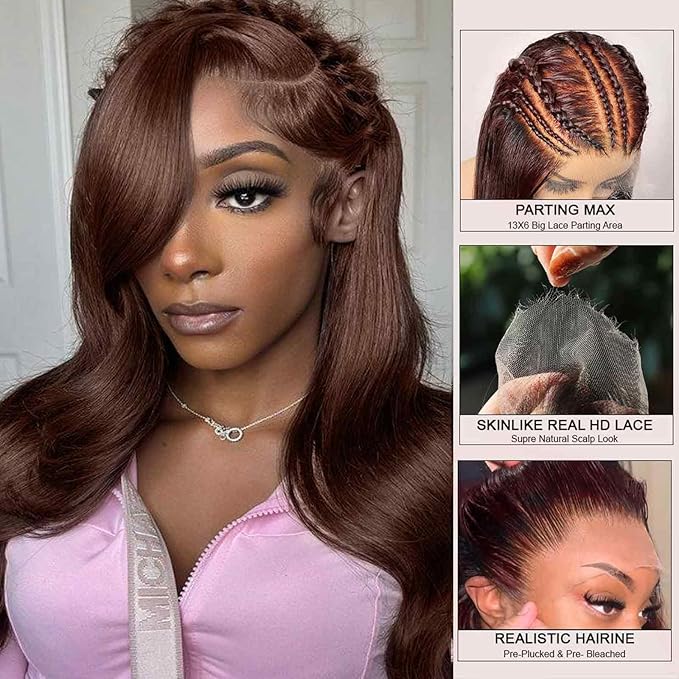 WOWANGEL 13x6 HD Lace Front Wigs Human Hair Body Wave Pre Plucked SKINLIKE 0.1mm Extremely Thin Real HD Lace Front Wigs 180% Density Glueless Human Hair Wigs for Women 28 Inch