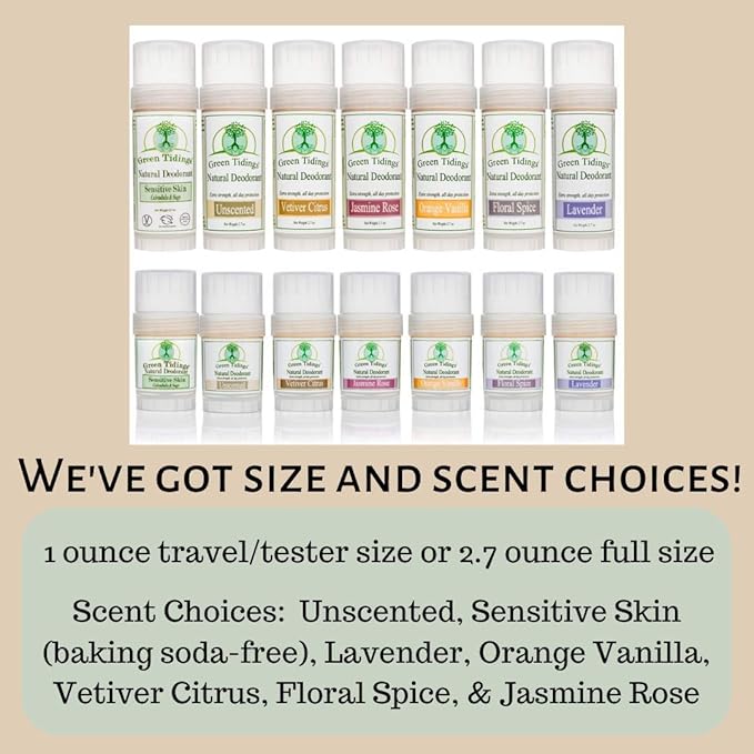 Green Tidings Natural & Unscented Deodorant | 2.7oz 1 | Pack Vegan, Organic Deodorant for Men and Women, Fragrance Free & Aluminum Free Deodorant, Underarm Antiperspirant