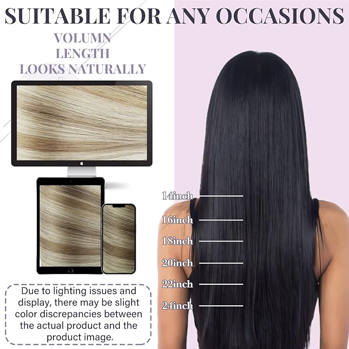Fshine Human Hair Genius Weft Light Brown Highlight with Platinum Blonde Hand Tied Hair Genius Weft 18 Inch 50g Remy Human Hair Extensions Natural Human Hair Weave Highlight Sew in Hair Extension