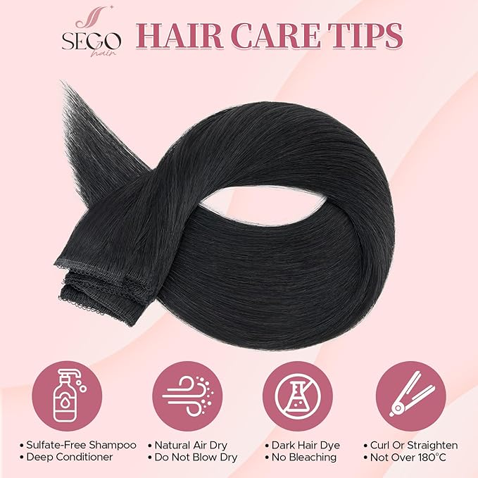 Clip in Hair Extensions Real Human Hair for Women, 20 Inch 44g 6pcs, Jet Black, Straight - Highlight, Add Volume and Length for Daily Wear, Parties, Weddings