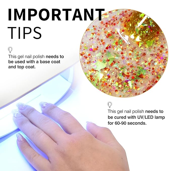 CANNI Glitter Gel Nail Polish – 1pcs 9ml Red Green Color, Soak Off UV LED Nail Gel for DIY Nail Art, Salon or Home Manicure