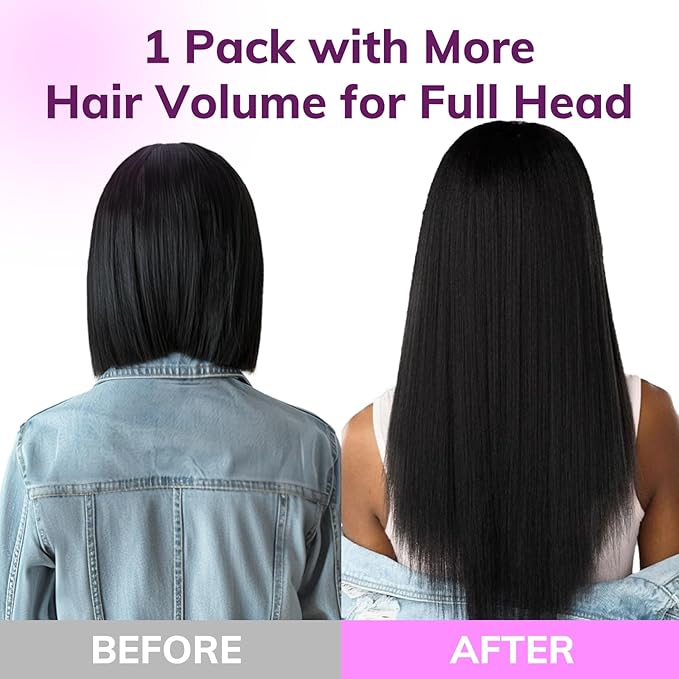IDN BEAUTY Seamless Clip In Hair Extensions Human Hair, Yaki Straight 18 Inch 130g 9pcs Natural Black Remy Virgin Human Hair Seamless Clip Ins For Black Women PU Weft Invisible Edge