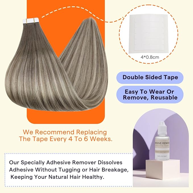 Full Shine Ombre Tape in Hair Extensions Human Hair Color 7 Fading to 1000 Blonde and 7 Brown Seamless Tape Extensions 20PCS 30grams Tape Ins Human Hair Extensions 12 Inch Short Extensions