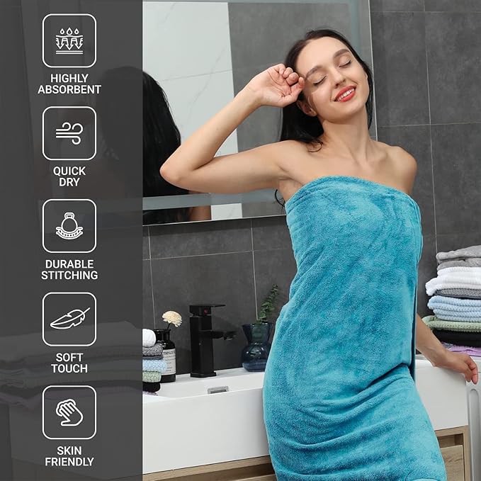 Bathroom Towels Set of 4, Extra Large Bath Towel Oversized 35x70 Inch Microfiber Quick Dry Towel Ultra Soft Absorbent Shower Bath Sheets Towels for Hotel Spa Beach Fitness (Turquoise)