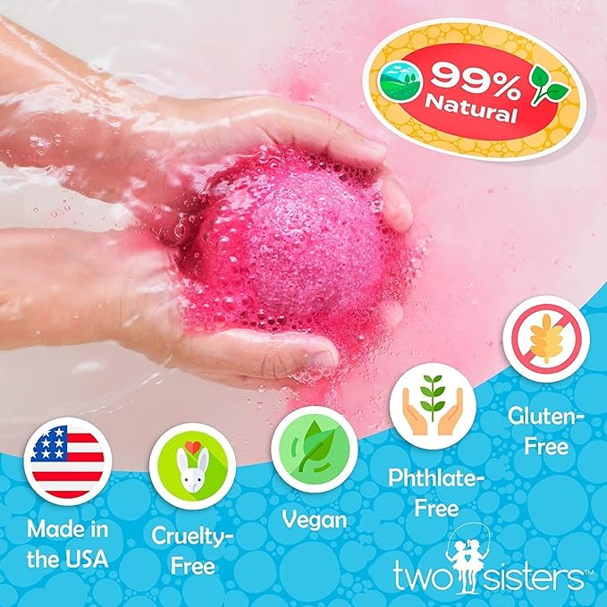 Sea Animal Bath Bombs for Kids with Surprise Toys Inside (6 Pack) - Bubble Bomb Stocking for Girls and Boys, Gentle and Safe Ingredients, USA Made, Ideal Gift for Children & Teens by Two Sisters