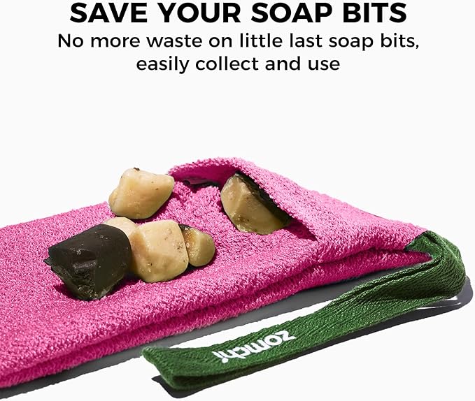 ZOMCHI Soap Bags, Soap Savers for Bar Soap with Different Exfoliating Level, Soap Pouch for Body Wash (2 Pieces, Pink)
