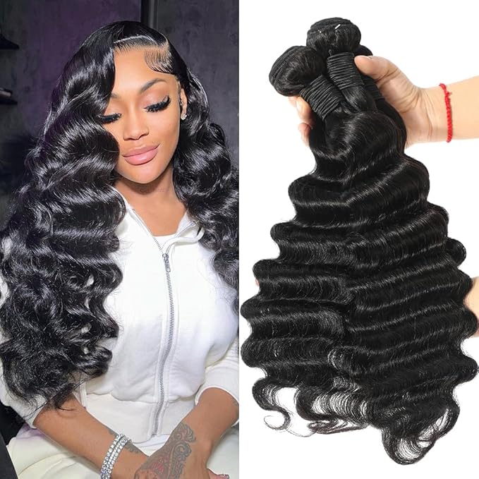 Brazilian Loose Deep Wave Bundles Human Hair 100% Human Hair Bundles 18 20 22 Inches 12A Brazilian Virgin Remy Hair Bundles Deal Human Hair Natural Color 100% Human Hair Extensions for Women