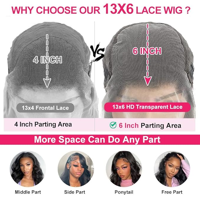 200 Density 13x6 HD Lace Front Wigs Human Hair 12A Body Wave Lace Front Wigs Human Hair Pre Plucked Wet And Wavy Black Wig Body Wave Frontal Wig 13X6 For Black Women With Natural Hairline 26 Inch #1B