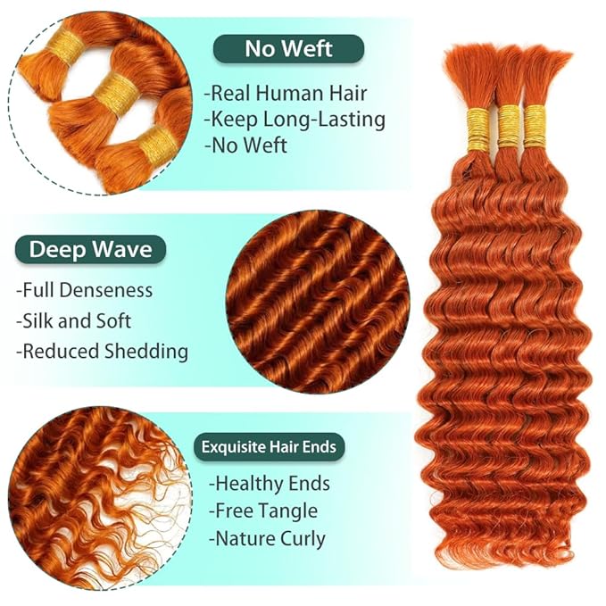350 Human Braiding Hair Deep Wave Bulk 14 inch Human Hair Weave 3 Bundles No Weft Brazilian Deep Wave Extensions 150g